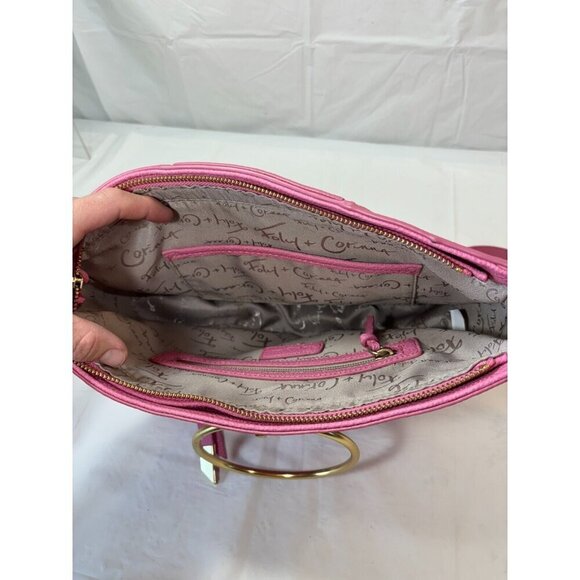 Foley & Corinna Rose Pink Faux Leather Limelight City Crescent Handbag - Picture 9 of 14